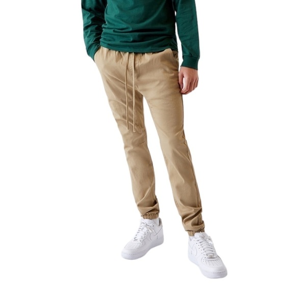 PACSUN Khaki Skinny Joggers Size S Long Comfortable Elastic Waistband/Drawstring - Picture 1 of 13